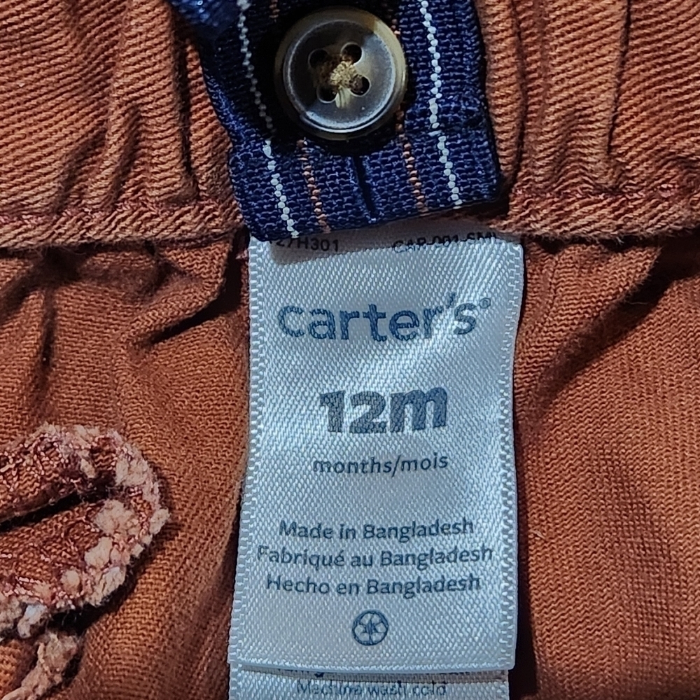 Carter's Toddler Straight Leg Pants With Detachable Suspenders, Size 12M - Picture 3 of 4